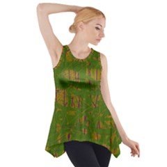 Green Pattern Side Drop Tank Tunic by Valentinaart