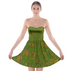 Green Pattern Strapless Dresses by Valentinaart