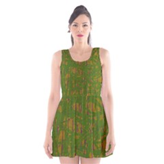 Green Pattern Scoop Neck Skater Dress