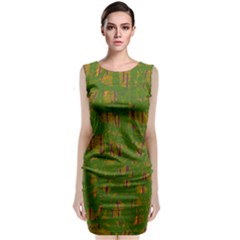 Green Pattern Classic Sleeveless Midi Dress