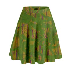 Green Pattern High Waist Skirt