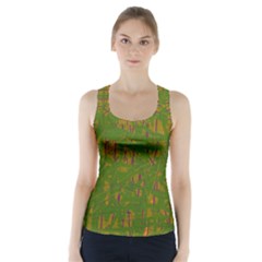 Green Pattern Racer Back Sports Top