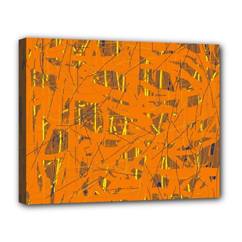 Orange Pattern Canvas 14  X 11 