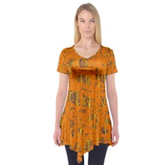 Orange Pattern Short Sleeve Tunic 