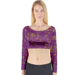 Purple Pattern Long Sleeve Crop Top by Valentinaart