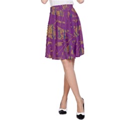 Purple Pattern A-line Skirt