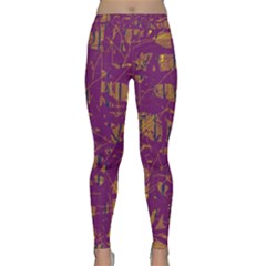 Purple Pattern Yoga Leggings  by Valentinaart