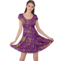 Purple Pattern Cap Sleeve Dresses by Valentinaart