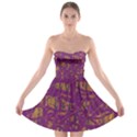 Purple pattern Strapless Dresses View1