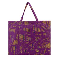 Purple Pattern Zipper Large Tote Bag by Valentinaart