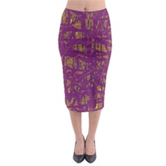 Purple Pattern Midi Pencil Skirt