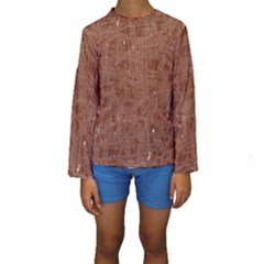 Brown Pattern Kid s Long Sleeve Swimwear