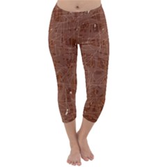 Brown Pattern Capri Winter Leggings 