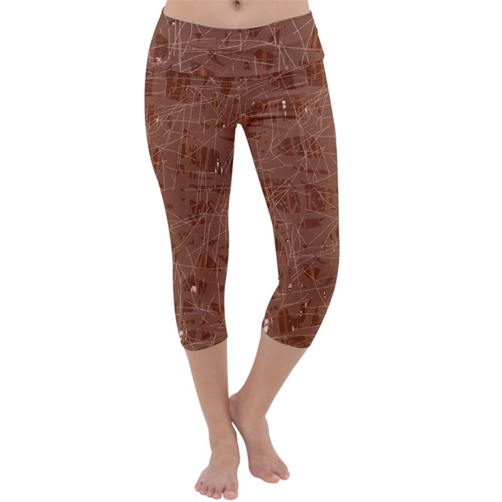 Brown pattern Capri Yoga Leggings