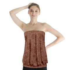 Brown Pattern Strapless Top