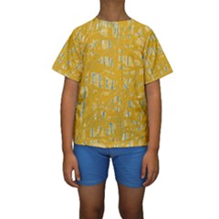 Yellow Pattern Kid s Short Sleeve Swimwear