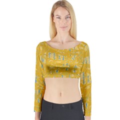 Yellow Pattern Long Sleeve Crop Top