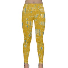 Yellow Pattern Yoga Leggings  by Valentinaart