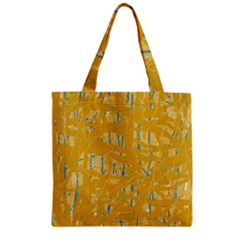 Yellow Pattern Zipper Grocery Tote Bag