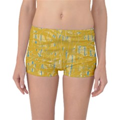 Yellow Pattern Boyleg Bikini Bottoms