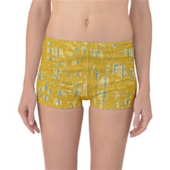 Yellow Pattern Reversible Boyleg Bikini Bottoms