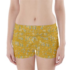 Yellow Pattern Boyleg Bikini Wrap Bottoms