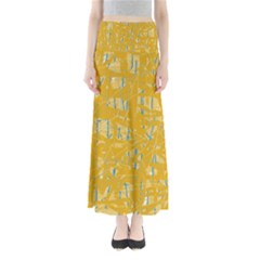 Yellow Pattern Maxi Skirts