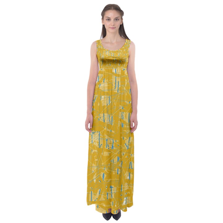 Yellow pattern Empire Waist Maxi Dress