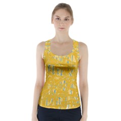 Yellow Pattern Racer Back Sports Top