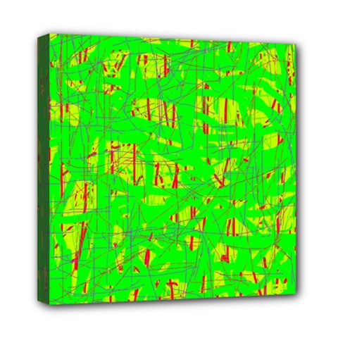 Neon Green Pattern Mini Canvas 8  X 8 