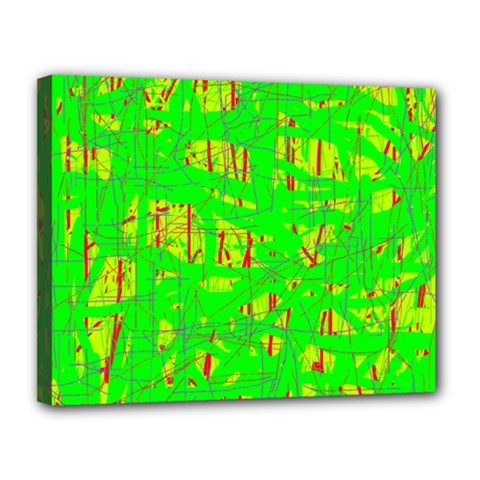 Neon Green Pattern Canvas 14  X 11 