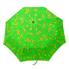 Neon Green Pattern Folding Umbrellas