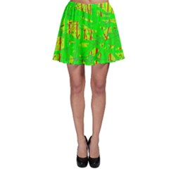 Neon Green Pattern Skater Skirt by Valentinaart