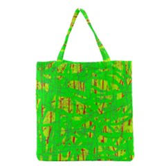 Neon Green Pattern Grocery Tote Bag by Valentinaart