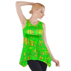 Neon Green Pattern Side Drop Tank Tunic