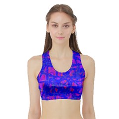 Blue Pattern Sports Bra With Border