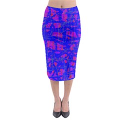 Blue Pattern Midi Pencil Skirt