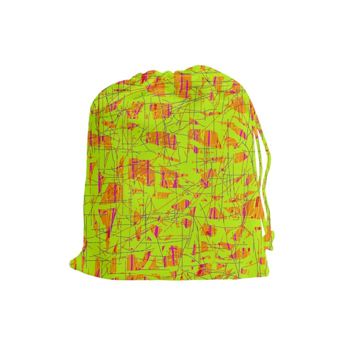 yellow and orange pattern Drawstring Pouches (Large) 