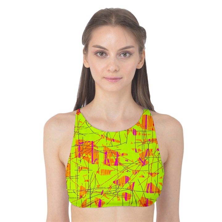 yellow and orange pattern Tank Bikini Top