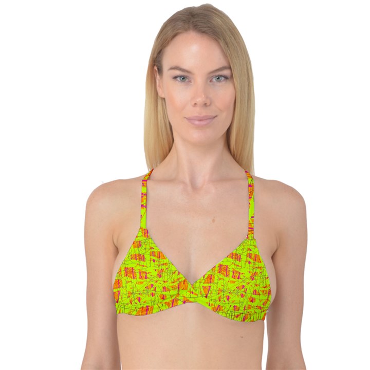 yellow and orange pattern Reversible Tri Bikini Top