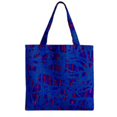 Deep Blue Pattern Zipper Grocery Tote Bag