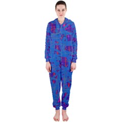 Deep Blue Pattern Hooded Jumpsuit (ladies) 