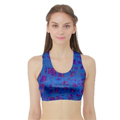 Deep Blue Pattern Sports Bra With Border