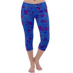 Deep Blue Pattern Capri Yoga Leggings