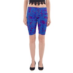 Deep Blue Pattern Yoga Cropped Leggings by Valentinaart