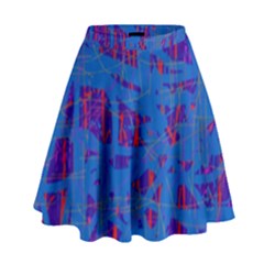 Deep Blue Pattern High Waist Skirt