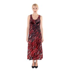 Red And Black Pattern Sleeveless Maxi Dress