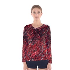 Red And Black Pattern Women s Long Sleeve Tee