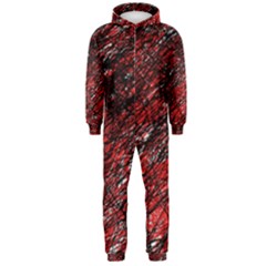 Red And Black Pattern Hooded Jumpsuit (men)  by Valentinaart