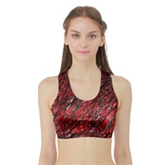 Red And Black Pattern Sports Bra With Border by Valentinaart